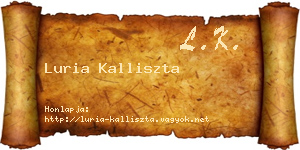 Luria Kalliszta névjegykártya